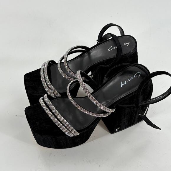 Sam Edelman Circus Mila Platform Heels 8 Black Velvet Jewel NWOT Heels Glam - Picture 7 of 8